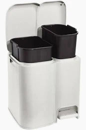 PATTUMIERA DIFFERENZIATA PATTY 2  cm.39x32,5x41h. lt.13+8 bianca    TONTARELLI