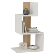 Tavolino da salotto Umbro, Tavolo basso da caffè, Portariviste per divano, Ripiano da soggiorno, 42x30h72 cm, Bianco e Rovere
