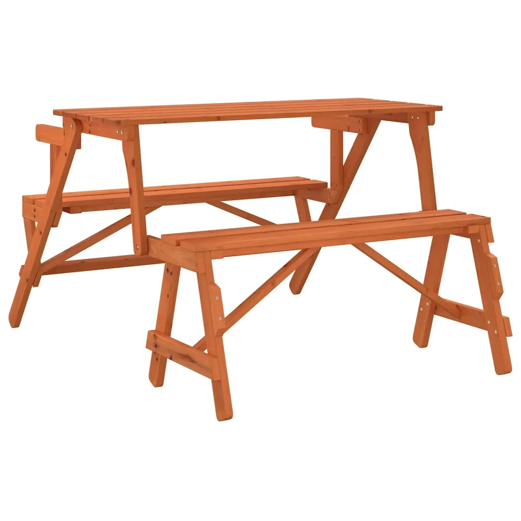 Tavolo da Picnic con Panche in Legno Abete 2-in-1 Convertibile 4008992