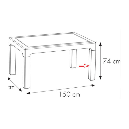 R PIEDE X TAVOLO HOUSTON RESINA 150X90XH74 CM ANTRACITE- 1,0 pz