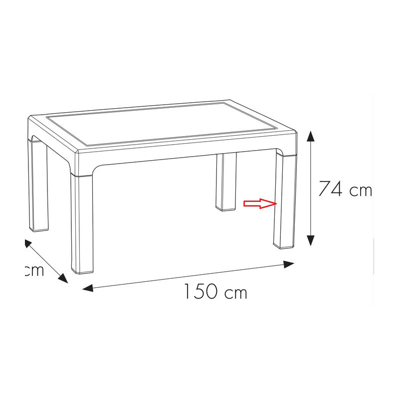 R PIEDE X TAVOLO HOUSTON RESINA 150X90XH74 CM ANTRACITE- 1,0 pz
