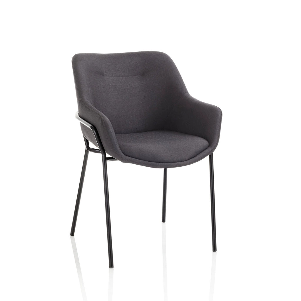 Set 2 Sedie Imbottite 80x54x84 cm in Tessuto Nero