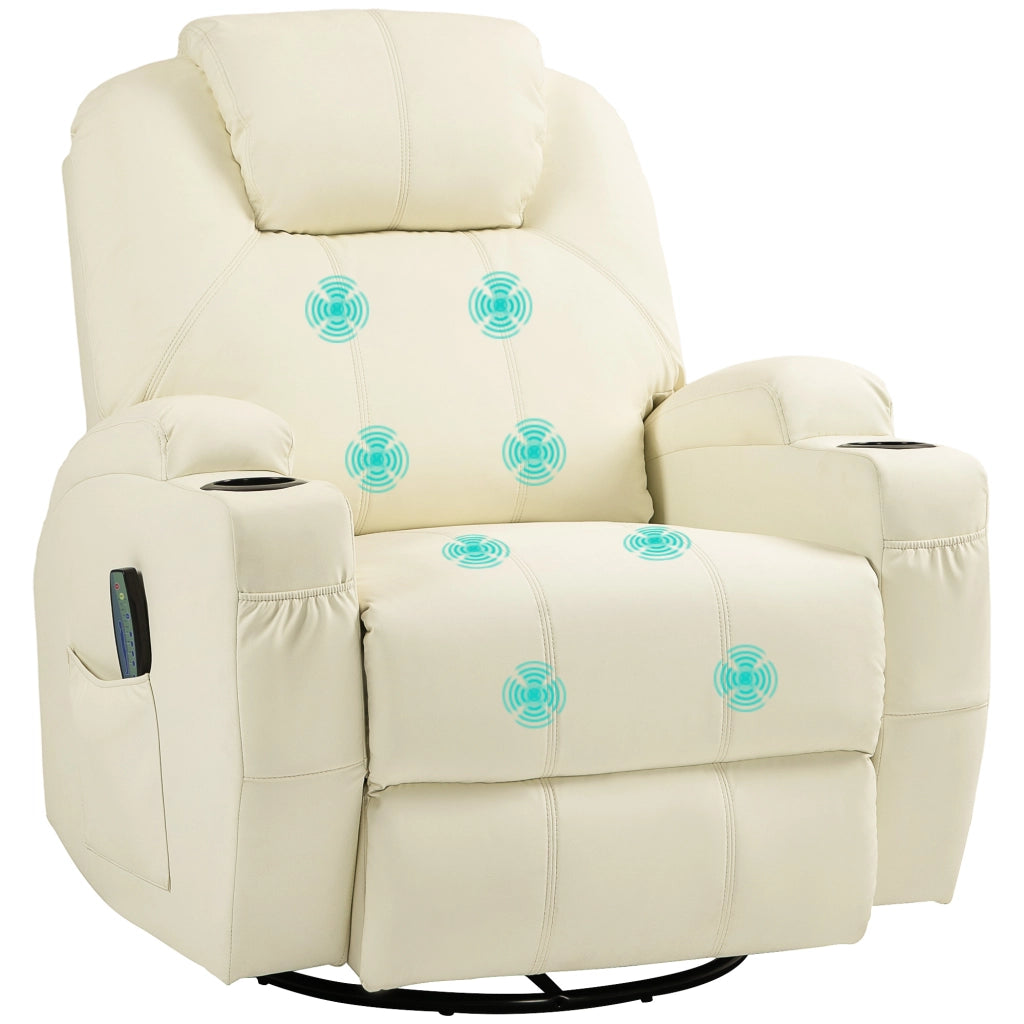 Poltrona relax massaggiante ¨C Xylo ¨C Girevole reclinabile similpelle crema alzapersona elettrica