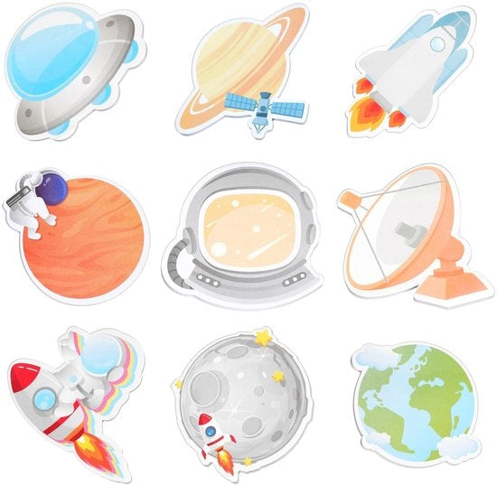Blocchi di appunti solidi 9 pezzi - Note adesive divertenti - Tema spaziale - Ufficio/scuola - Regalo per appassionati di astronomia - 30 fogli per blocco - Blocchi di appunti