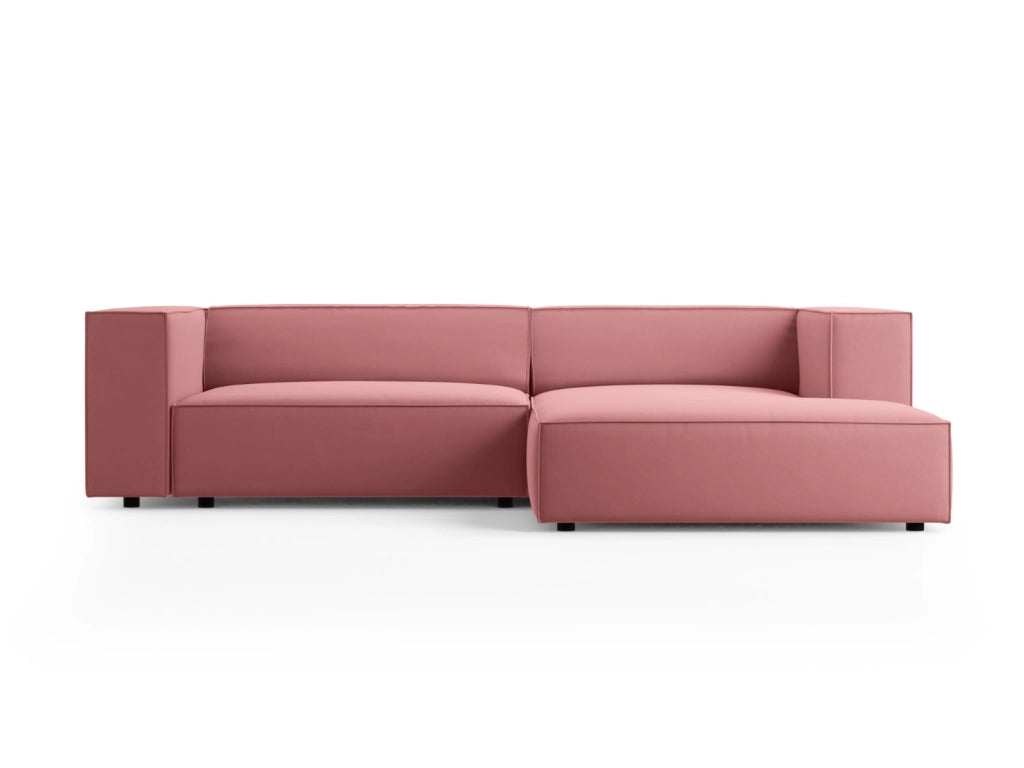 Cosmopolitan Design - Divano angolare destro "Arendal" 3 posti in velluto salmone 