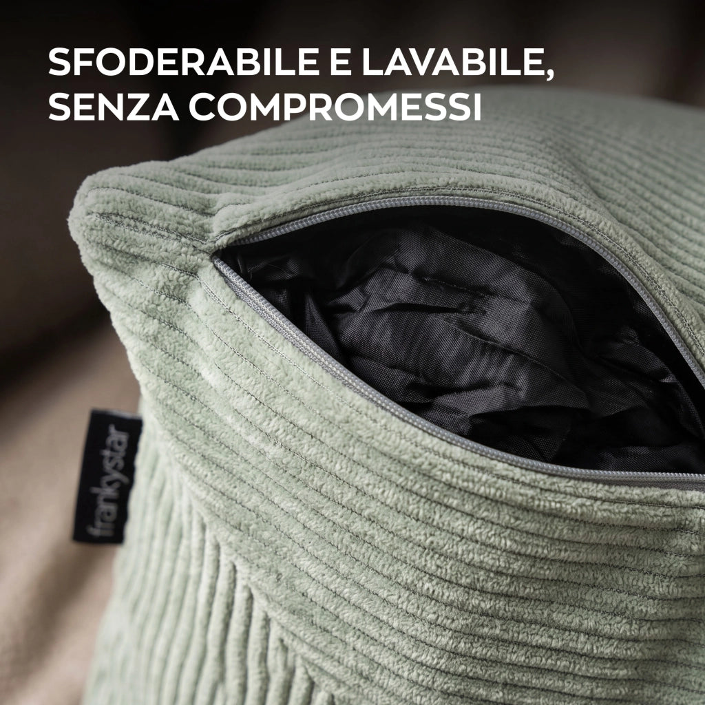 Sey - Divano Letto Pieghevole 180x72x90 cm Convertibile 4 in 1 con Cuscini Rivestimento Lavabile in Tessuto Salvia