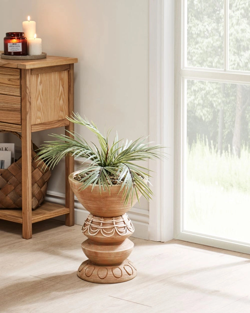 Vaso di fiori marrone chiaro per esterni e interni Boho