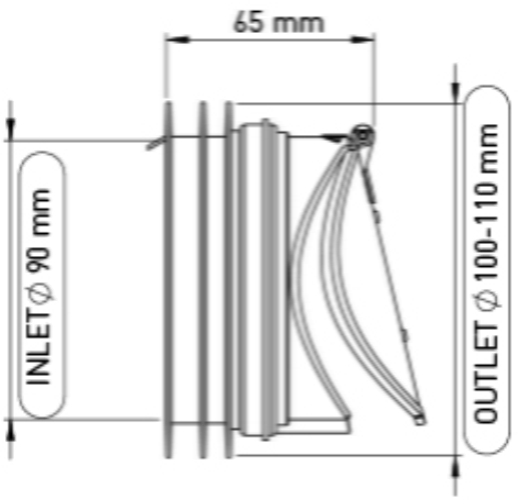 RACCORDO ANTIRIFLUSSO E ANTI RODITORE ø 100/110 ANTIREFLUSSO ANTIRATTO ITIPLAST 251