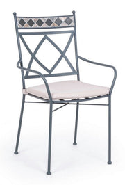 Sedia con Braccioli con Cuscini Berkley in Metallo
