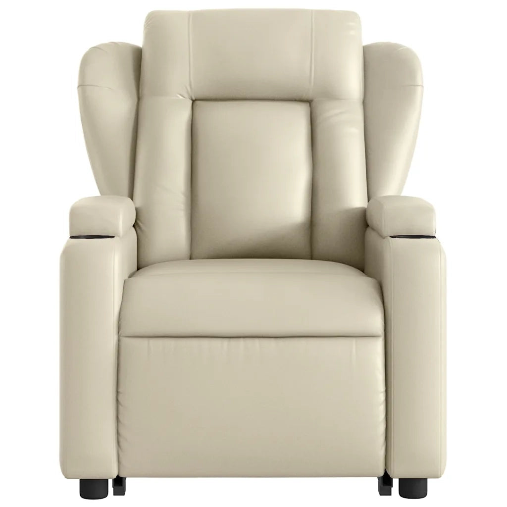 Poltrona Alzapersona Elettrica Reclinabile Crema in Similpelle 3204566