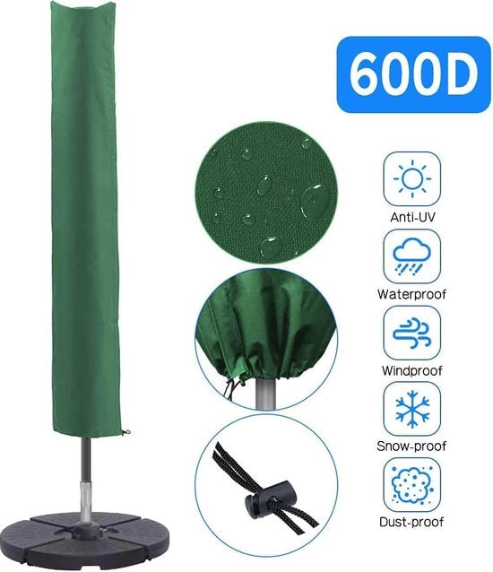 Parasole robusti, impermeabili, per giardino, con corda di tiraggio inferiore, 600D tessuto Oxford, rivestimento PVC, verde, 153 x 30 x 30 cm