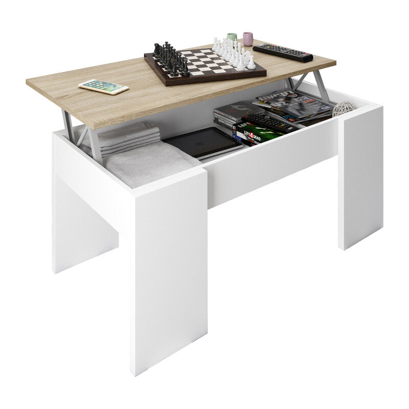 KIT TAVOLO CAFFE ELEV. 50X100X45/56H ROVERE/BIANCO FORES HABITAT 1 PZ