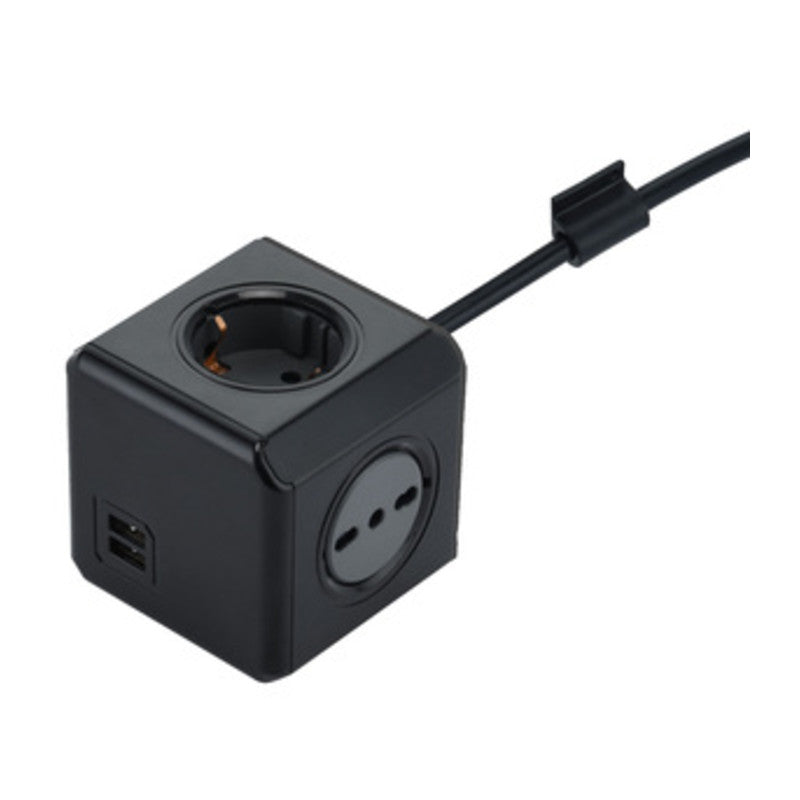 MULTIPRESA CUBO DUAL 2 SCHUKO + 2BIP + 2USB 2.1A  1 PZ