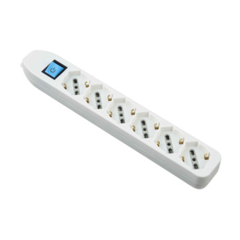 MULTIPRESA 6P BIP/SCHUKO+INTERR S/CAVO BIANCO FIG.10  1 PZ