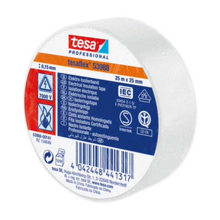 NASTRO ISOLANTE CERTIFICATO BIANCO 25 MM X 25 M TESA 10 PZ