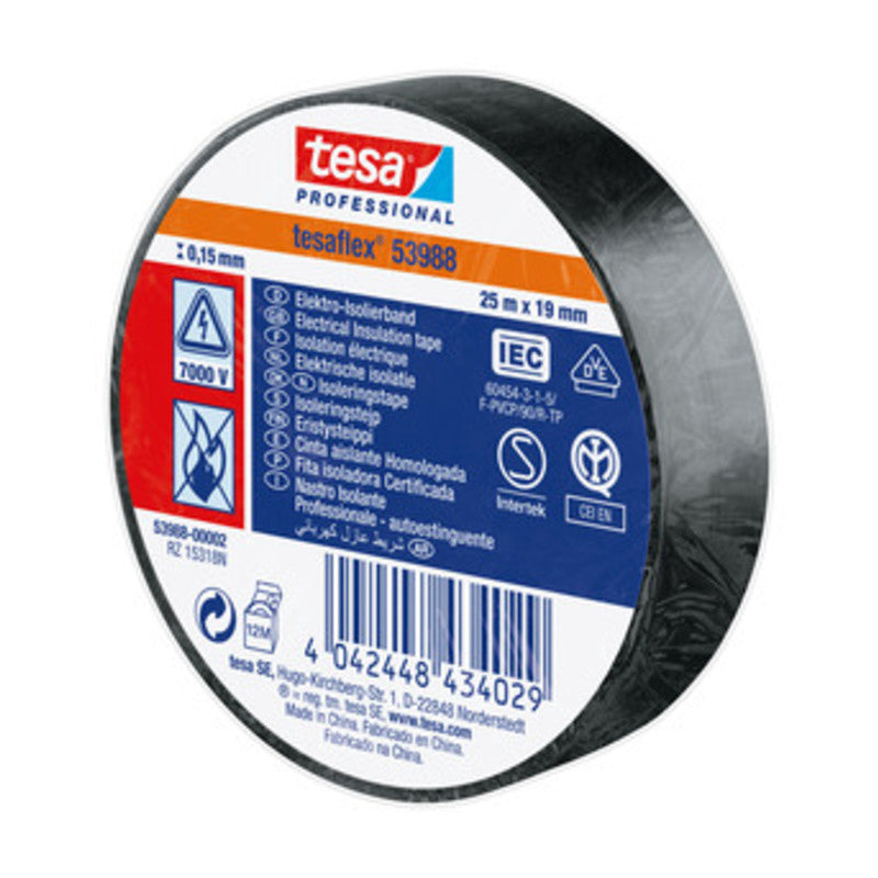NASTRO ISOLANTE CERTIFICATO NERO 19 MM X 25 M TESA 10 PZ