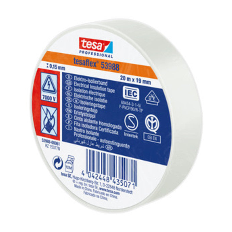 NASTRO ISOLANTE CERTIFICATO BIANCO 19 MM X 25 M TESA 10 PZ