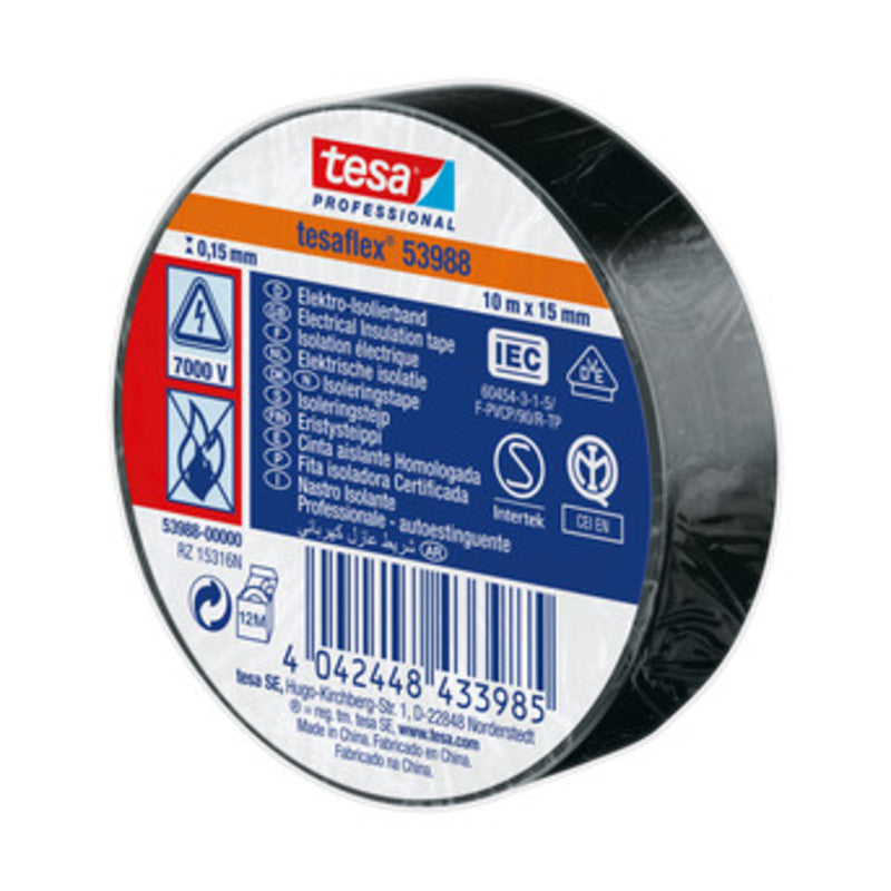 NASTRO ISOLANTE CERTIFICATO NERO 15 MM X 10 MM TESA 10 PZ