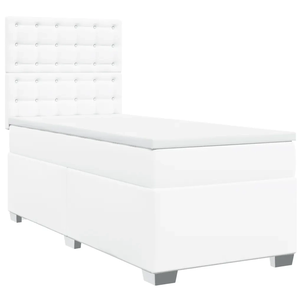 Giroletto a Molle con Materasso Bianco 90x190 cm in Similpelle