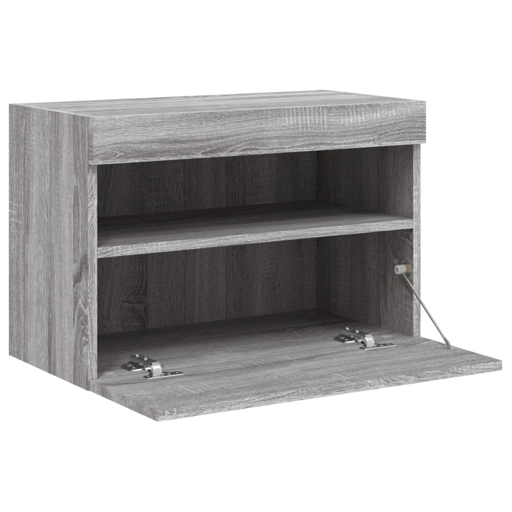 Mobile TV multimediale mensola TV credenza mobile TV parete attrezzata per sala da pranzo soggiorno camera da letto con luci LED Sonoma 60 x 30 x 40 cm grigio 02_0028053
