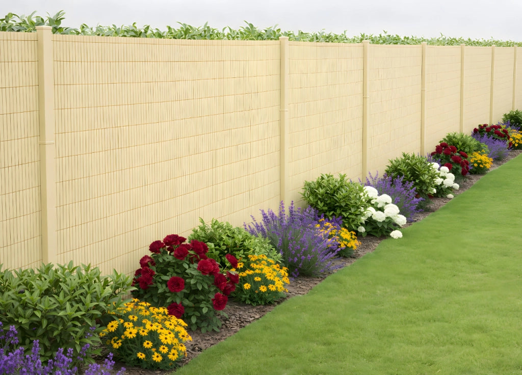 Rotolo Arella PVC Rete Recinzione Listelle Frangivista Da Esterno - 100x500 - Natural