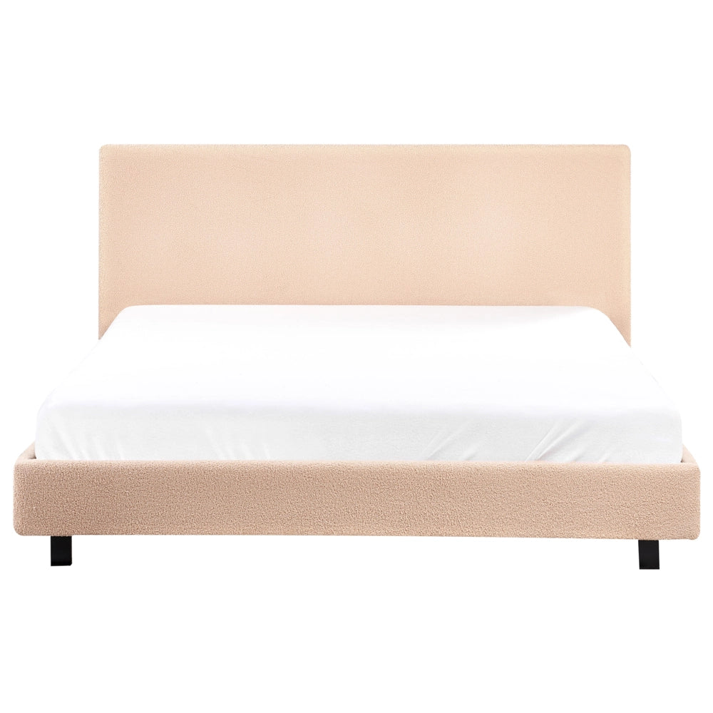 Letto ad acqua bouclé beige 160 x 200 cm con materasso poggiatesta Design moderno