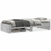 Letto singolo | Letto per adulti | Giroletto Grigio Cemento 75x190 cm in Legno Multistrato