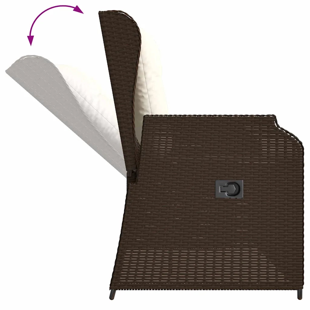 vidaXL Panchina da giardino con cuscino Marrone Poly Rattan