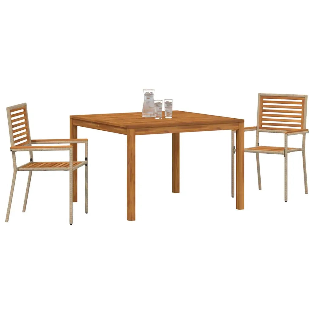 Set da Pranzo per Giardino 3 pcs Beige Legno di Acacia Massello 3365531
