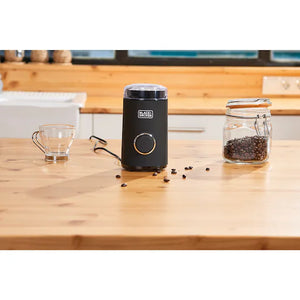 Macinacaffè da 150W elettrico potente Deposito caffè in grani da 50 g. Lame e deposito in acciaio inossidabile. Macinatura Fine. Adatto per tritare caffè e spezie. Avvolgicavo. Nero