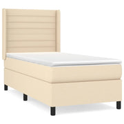Letto singolo | Letto per adulti | Giroletto a Molle con Materasso Crema 80x200 cm inTessuto