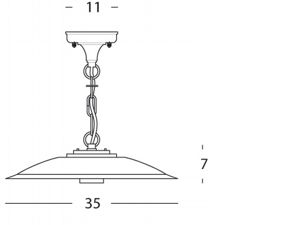 APPLIQUE A SOSPENSIONE CON CATENA 'ANTIQUE' 25 W - cm 30 x 7 x 11 grigio  - SOVIL
