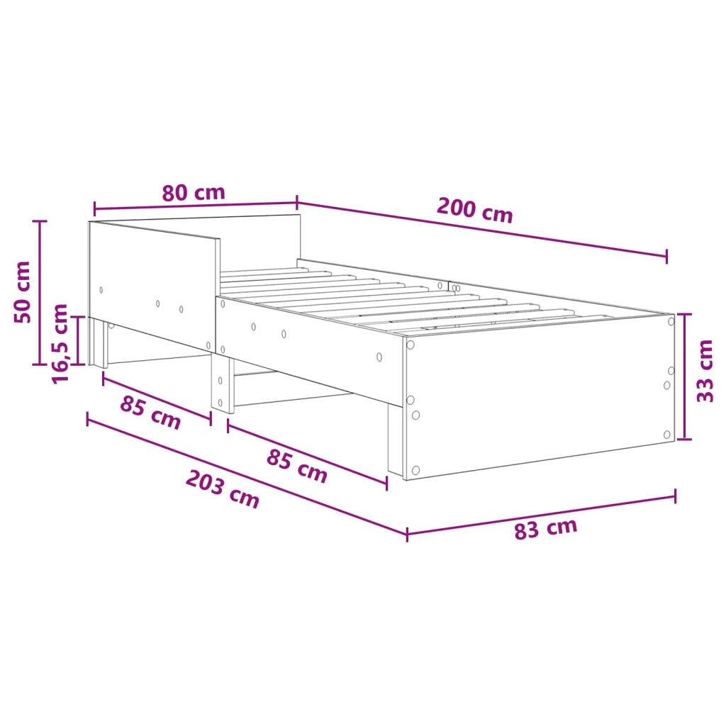 Struttura letto con testata Legno antico 80 x 200 cm 8009038