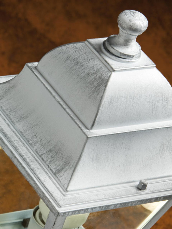 LAMPIONE CON COLONNA 'OLD' 60 W - cm 18 x 18 x h 121 bia./arg.  - SOVIL