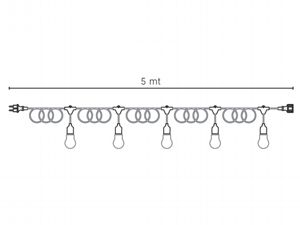 LUMINARIA 'ENJOY' cavo mt.5 - 5 portalampade - nero  - SOVIL