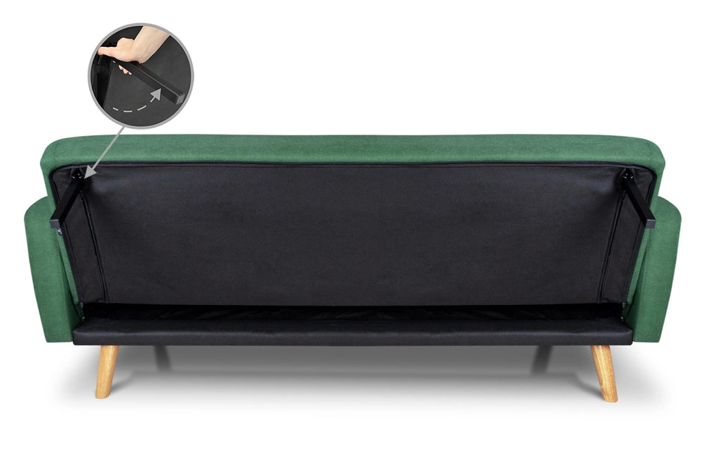 Divano letto clic clac in tessuto vellutato verde abete, divano 3 posti - Henry - DL-HE38FBC