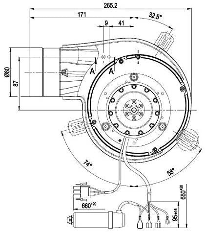 Estrattore Fumi EBM G2E150-DN91-12 per Stufa Pellet Ermetico con Encoder