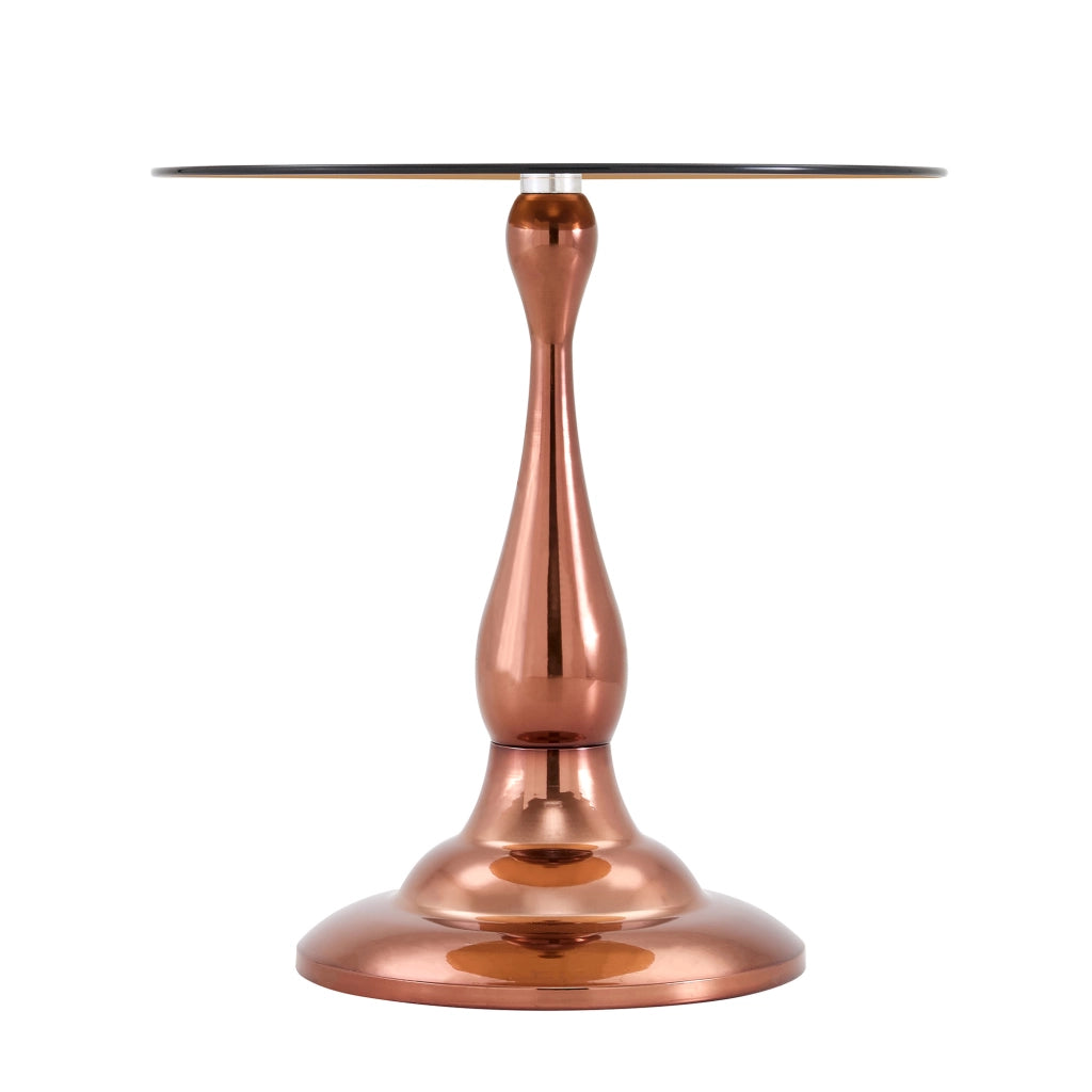 TAVOLINO Rotondo in Vetro Temperato 50 cm Marrone