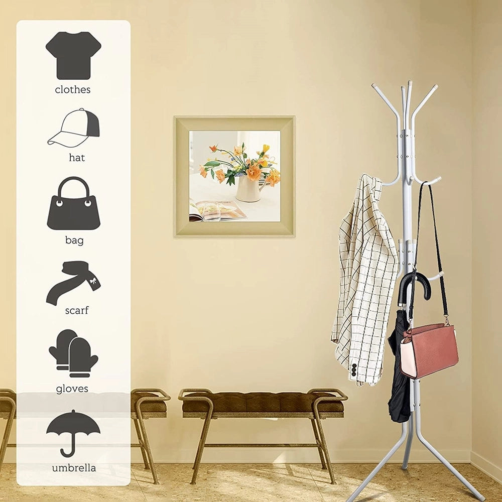 Trade Shop - Appendiabiti Indipendente Con 12 Ganci Multiuso Per Ombrelli Borse Giacche 170 X 42 Cm -