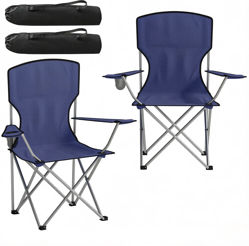 Set di 2 sedie da campeggio pieghevoli con portabicchiere; 88x57x97 cm