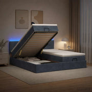 Letto Ottomano con Materasso e LED Grigio Scuro 200 x 200 cm 3457339