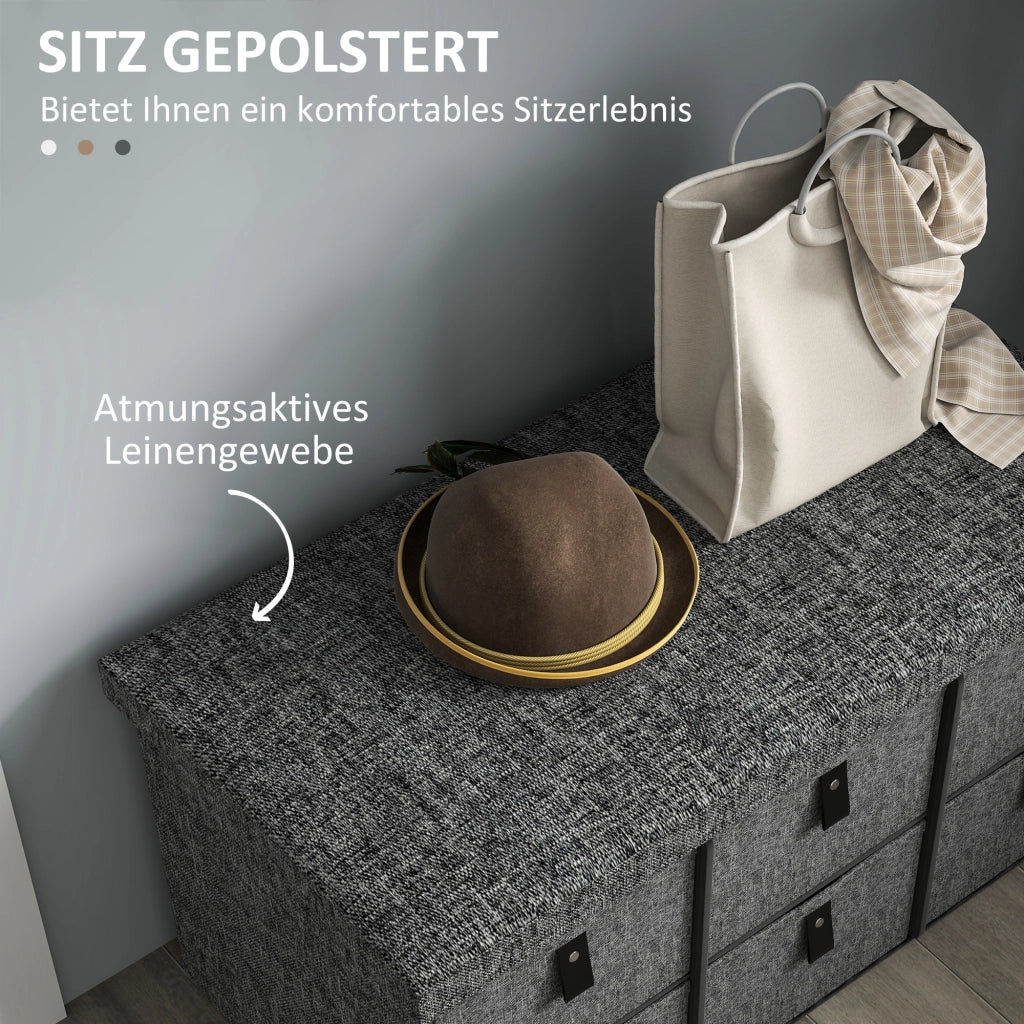 Panca Scarpiere Imbottita ¨C zephmum ¨C Grigio 6 Scomparti
