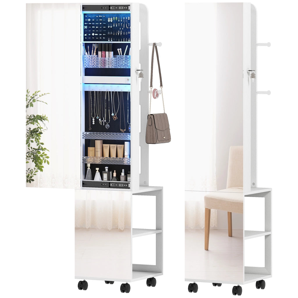 Armadio con specchio e illuminazione LED ¨C zephmum ¨C bianco, nero, 37x40x165.5cm