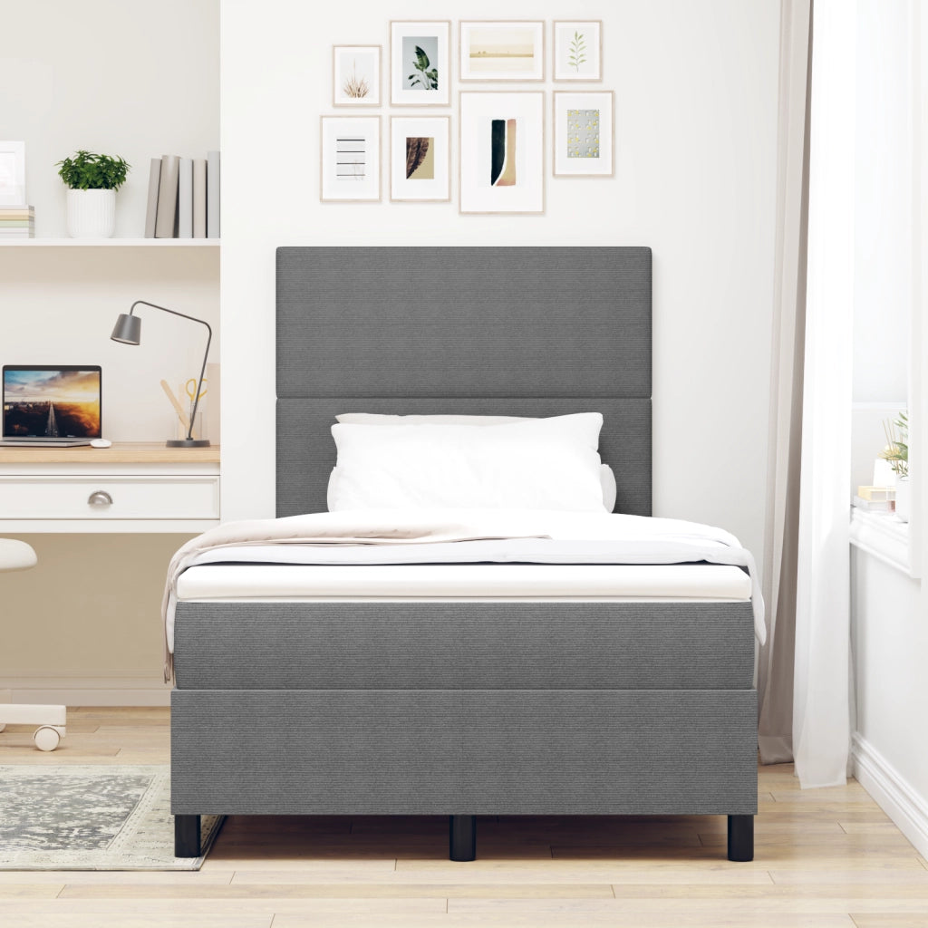 Letto a Molle con Materasso Grigio Chiaro Piccolo Doppio Tessuto in Corduroy