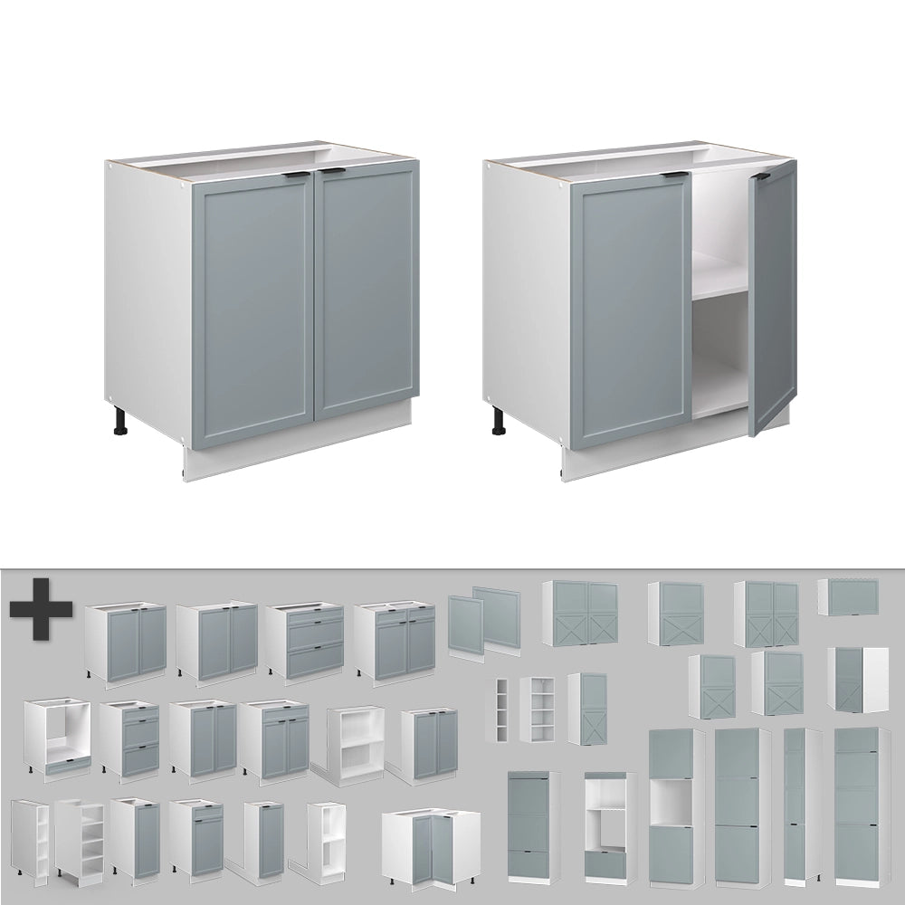 Mobile lavello cucina Fame-Line Blu-grigio chiaro/Bianco 80 cm con ripiano, PL Marmo Vicco