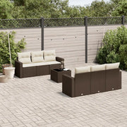 Set Divani da Giardino 7 pz con Cuscini Marrone in Polyrattan 3218703