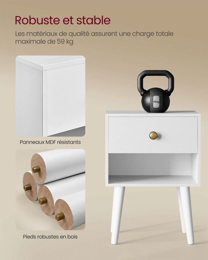 Comodini tavolini con cassetto e vano a giorno gambe in legno tavolini per soggiorno camera da letto divano bianco 12_0007701