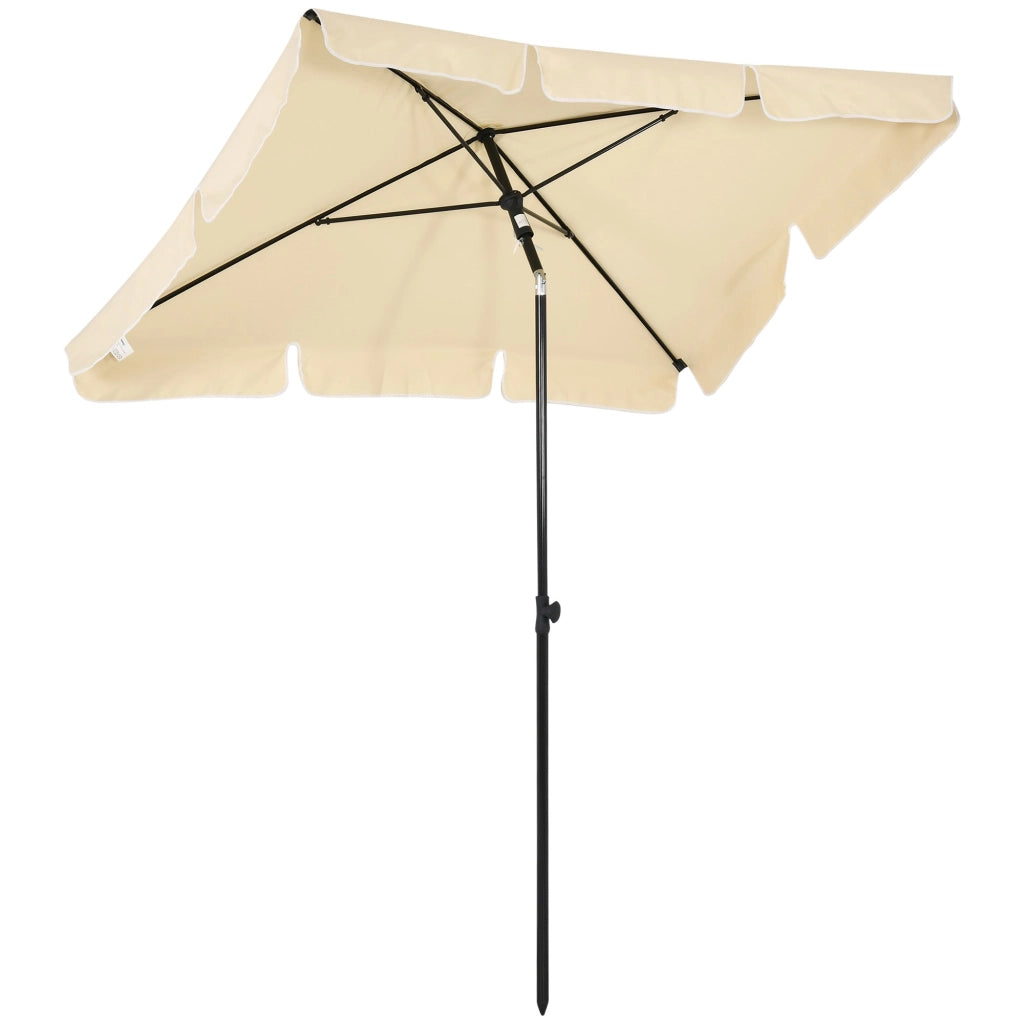 Ombrellone da Giardino Rettangolare e Regolabile 198x130x245 cm In Alluminio Beige