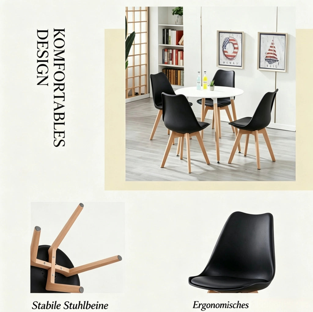 Set tavolo da pranzo rotondo con 4 sedie