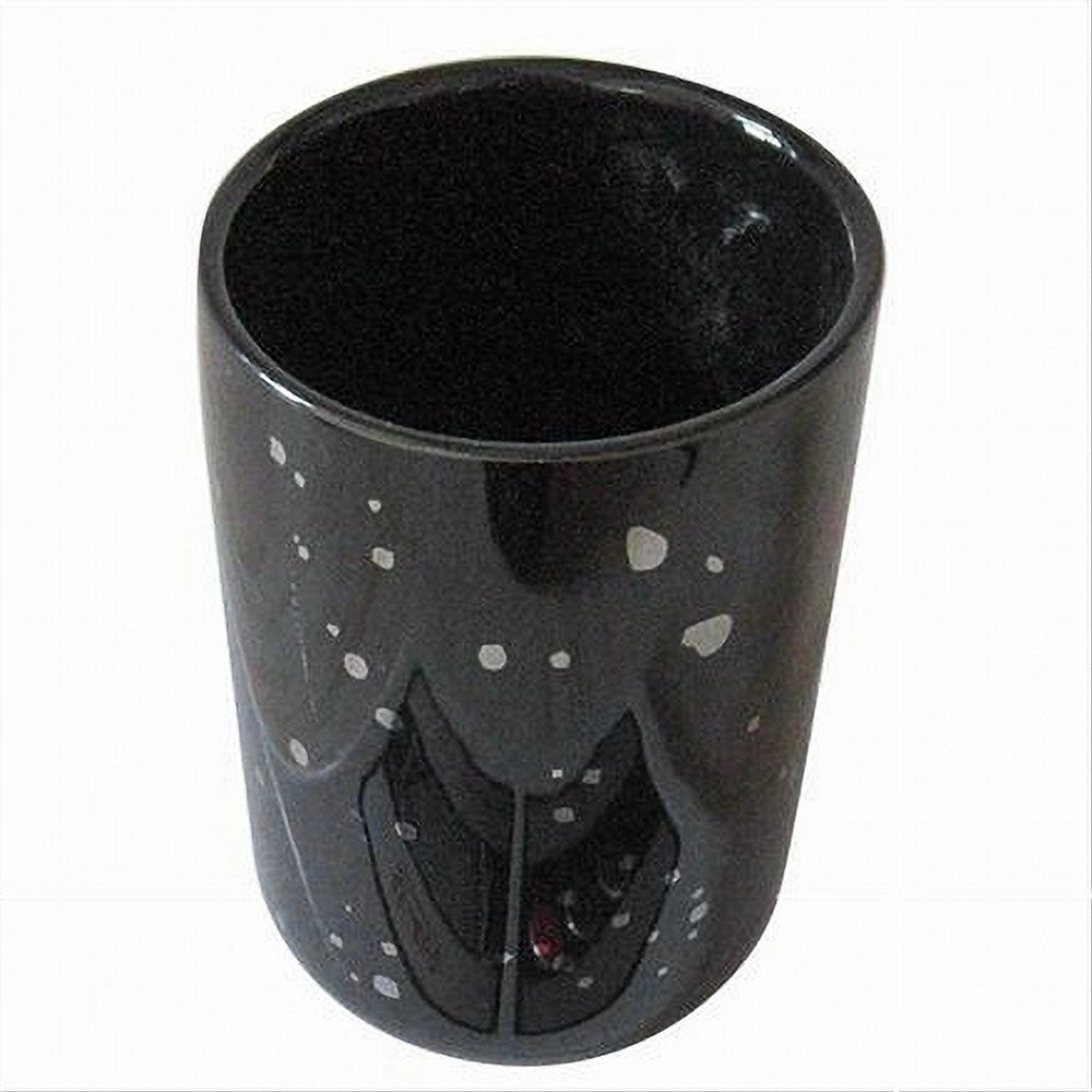 Trade Shop - Bicchiere Porta Spazzolini Accessorio Nero Macchiato Moderno Arredo Da Bagno 59927 -